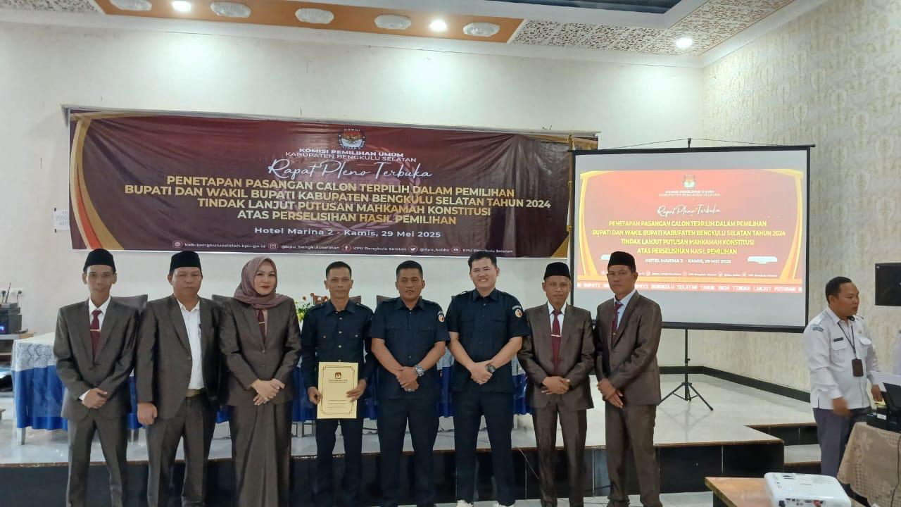 KPU Tetapkan Rifai-Yevri sebagai Bupati dan Wakil Bupati Bengkulu Selatan 2025–2030